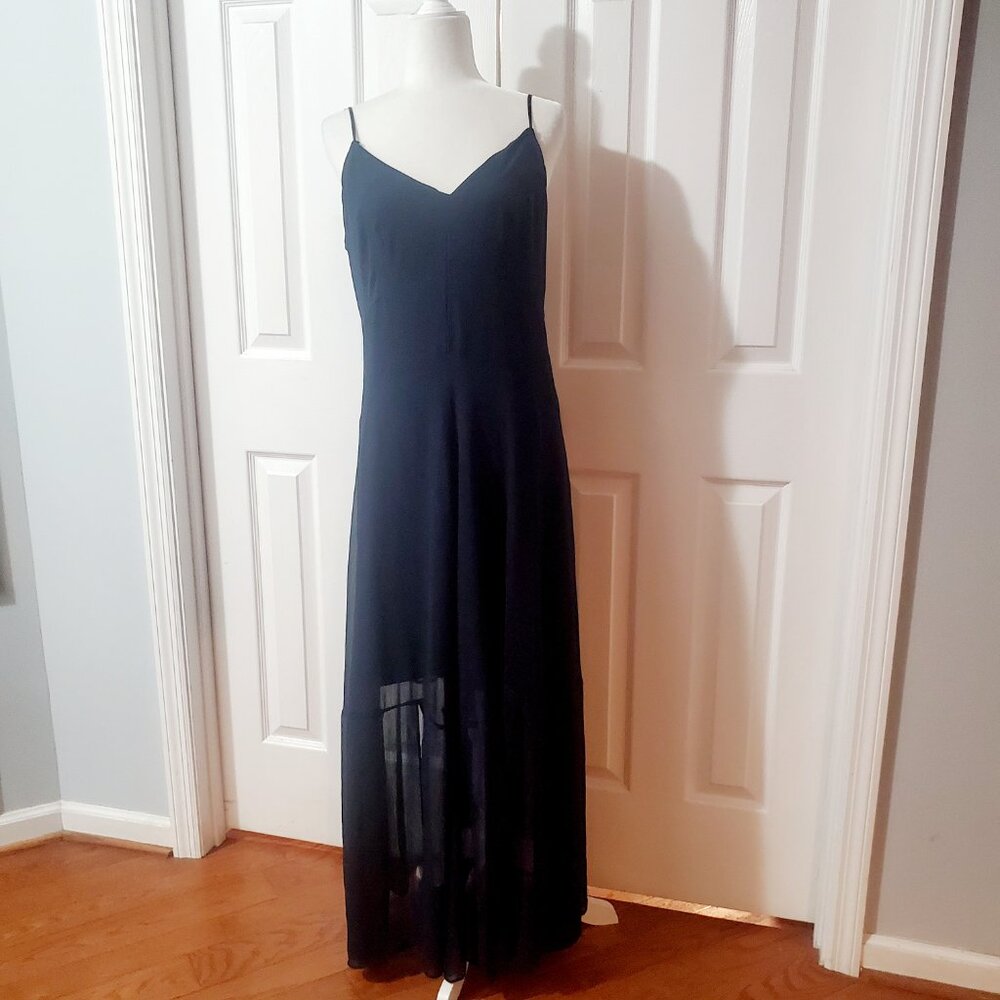 Bar III Navy Maxi Dress Size 12 Slip Dress Spaghetti Strap Flowy Elegant Minimal - Picture 11 of 12